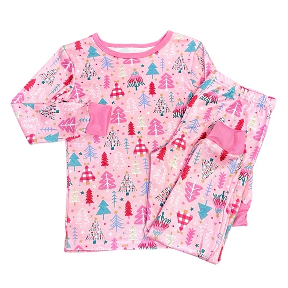 🎄Mía & Co  toddler pink Christmas tree pj set size-3 - Picture 1 of 3